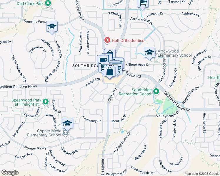map of restaurants, bars, coffee shops, grocery stores, and more near 10580 Parkington Lane in Littleton