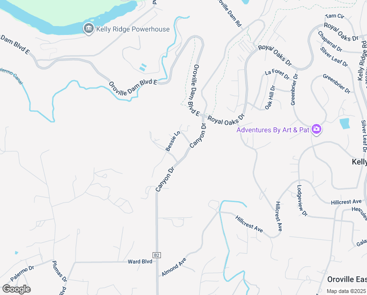 map of restaurants, bars, coffee shops, grocery stores, and more near 335 Canyon Drive in Oroville