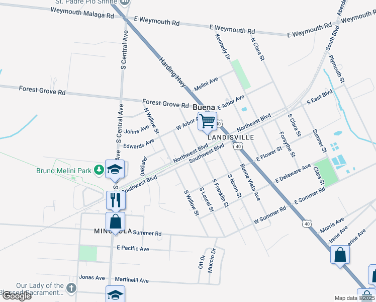 map of restaurants, bars, coffee shops, grocery stores, and more near 308 Northwest Boulevard in Buena
