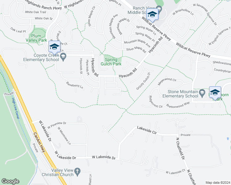 map of restaurants, bars, coffee shops, grocery stores, and more near 2056 West Ashwood Place in Littleton