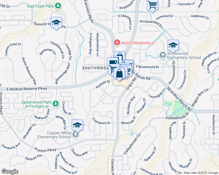 map of restaurants, bars, coffee shops, grocery stores, and more near 17c Graymont Lane in Highlands Ranch