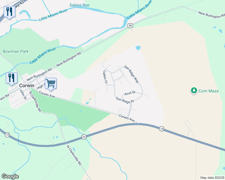 map of restaurants, bars, coffee shops, grocery stores, and more near 6527 Sun Ridge Drive in Waynesville