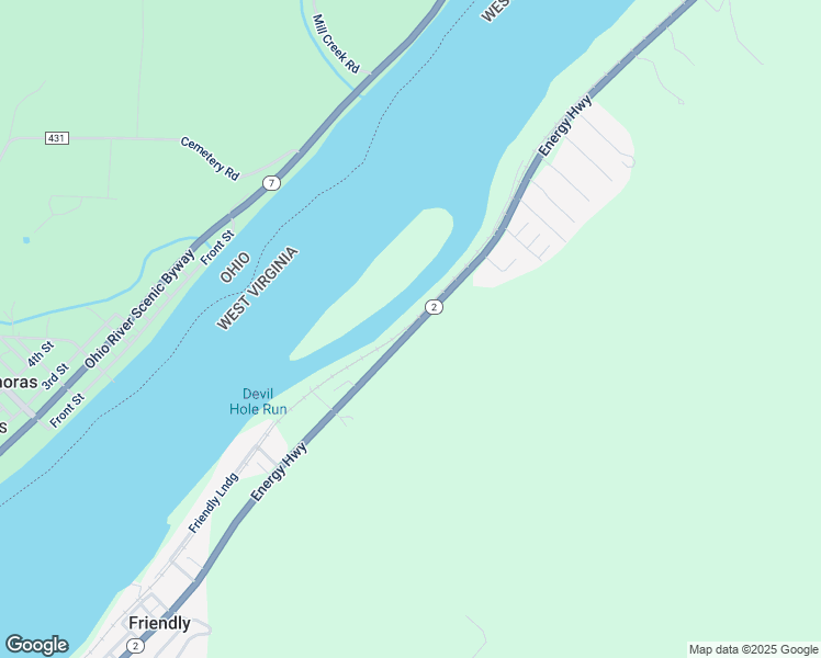 map of restaurants, bars, coffee shops, grocery stores, and more near 1868 West Virginia 2 in Sistersville
