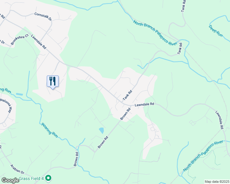 map of restaurants, bars, coffee shops, grocery stores, and more near 2902 Lawndale Road in Finksburg