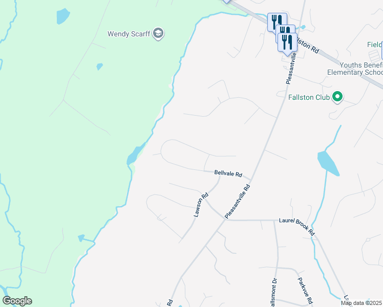 map of restaurants, bars, coffee shops, grocery stores, and more near 2120 Hampton Court in Fallston
