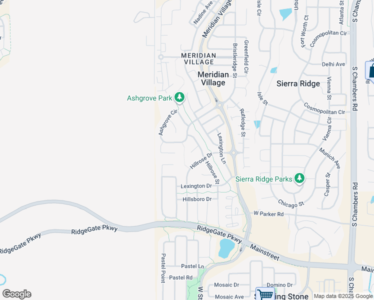 map of restaurants, bars, coffee shops, grocery stores, and more near 13941 Eisberry Way in Parker