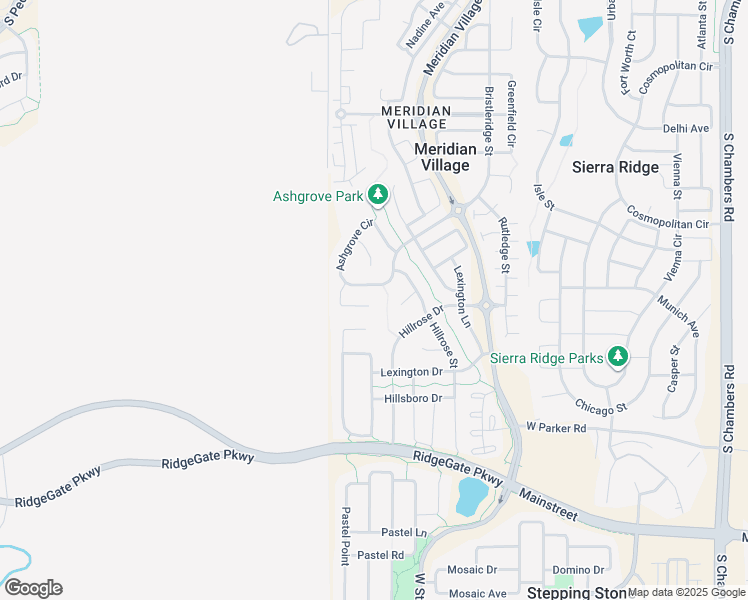 map of restaurants, bars, coffee shops, grocery stores, and more near 13941 Eisberry Way in Parker