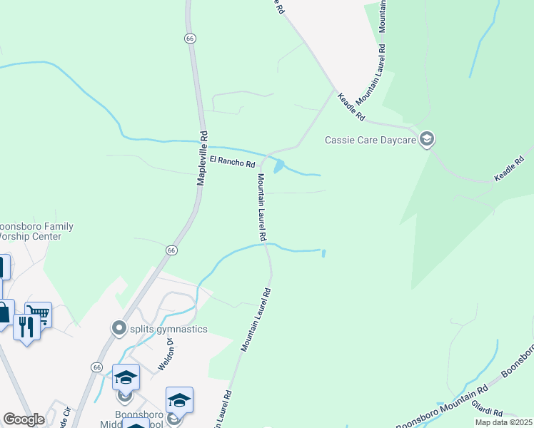 map of restaurants, bars, coffee shops, grocery stores, and more near 7625 Mountain Laurel Road in Boonsboro