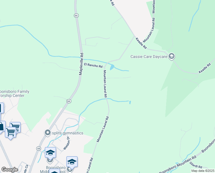 map of restaurants, bars, coffee shops, grocery stores, and more near 7625 Mountain Laurel Road in Boonsboro