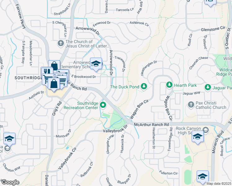 map of restaurants, bars, coffee shops, grocery stores, and more near 10484 Tracewood Circle in Littleton