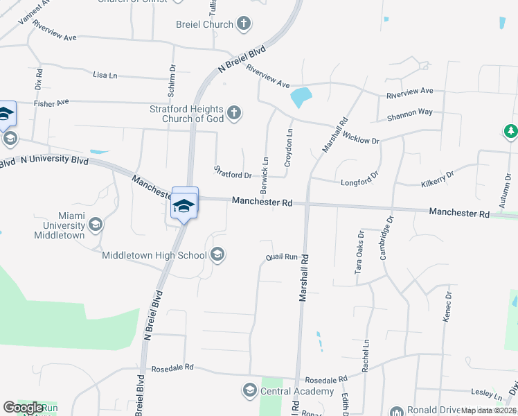 map of restaurants, bars, coffee shops, grocery stores, and more near 4602 Manchester Road in Middletown