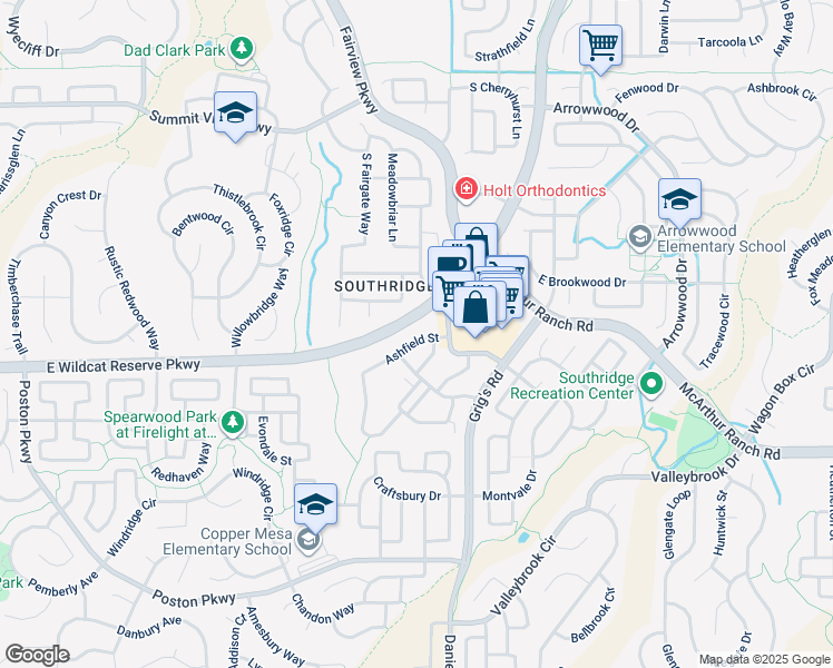 map of restaurants, bars, coffee shops, grocery stores, and more near 17c Graymont Lane in Highlands Ranch