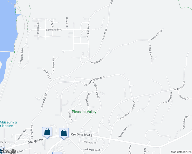 map of restaurants, bars, coffee shops, grocery stores, and more near 336 Canyon Highlands Drive in Oroville