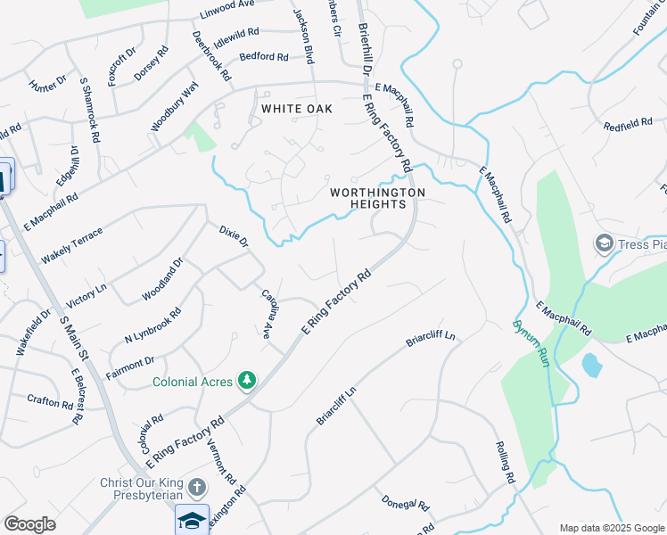 map of restaurants, bars, coffee shops, grocery stores, and more near 16 East Brook Hill Court in Bel Air