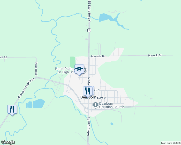 map of restaurants, bars, coffee shops, grocery stores, and more near 7335 Southeast State Route 116 in Dearborn