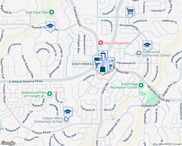 map of restaurants, bars, coffee shops, grocery stores, and more near 17c Graymont Lane in Highlands Ranch