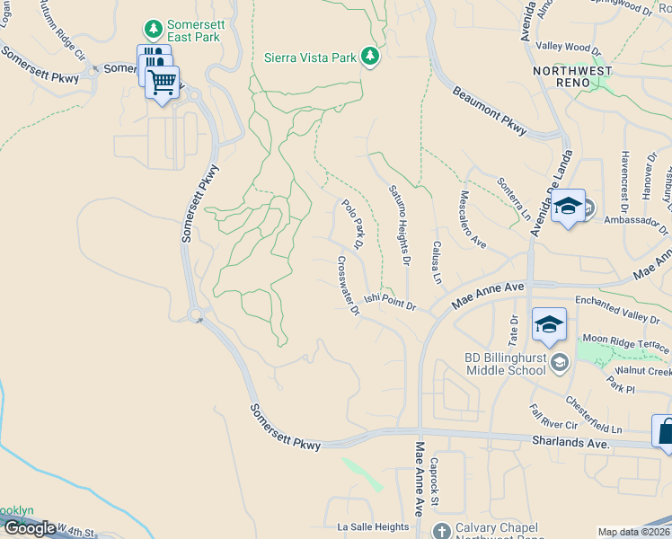 map of restaurants, bars, coffee shops, grocery stores, and more near 1450 Crosswater Drive in Reno