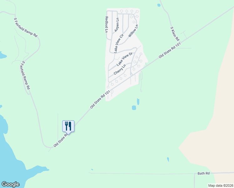 map of restaurants, bars, coffee shops, grocery stores, and more near 2511 West Old 101 Road in Liberty