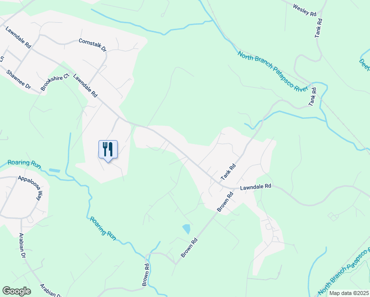 map of restaurants, bars, coffee shops, grocery stores, and more near 2856 Lawndale Road in Finksburg