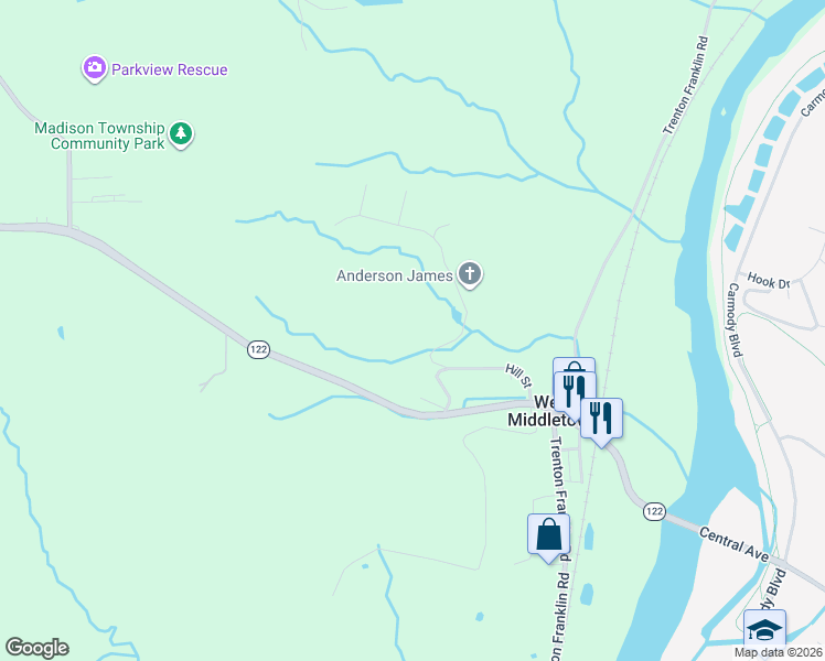 map of restaurants, bars, coffee shops, grocery stores, and more near 489 Emerson Road in Middletown