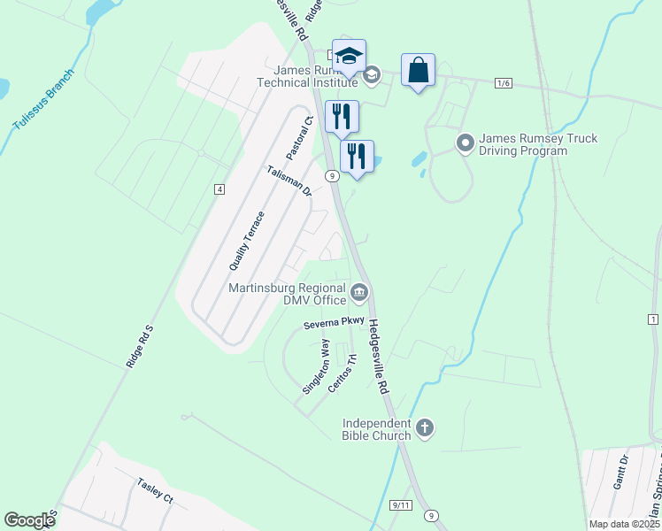 map of restaurants, bars, coffee shops, grocery stores, and more near 49 Sebago Place in Martinsburg