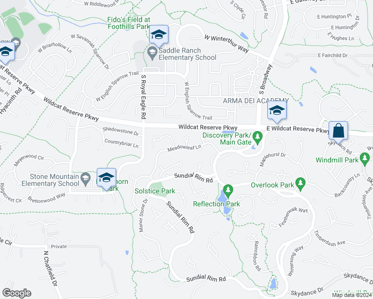 map of restaurants, bars, coffee shops, grocery stores, and more near 592 Meadowleaf Lane in Littleton