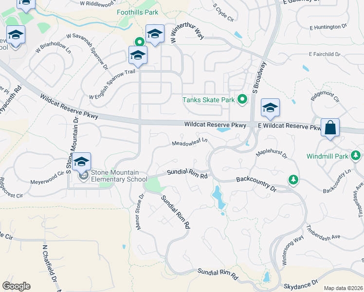 map of restaurants, bars, coffee shops, grocery stores, and more near 592 Meadowleaf Lane in Littleton