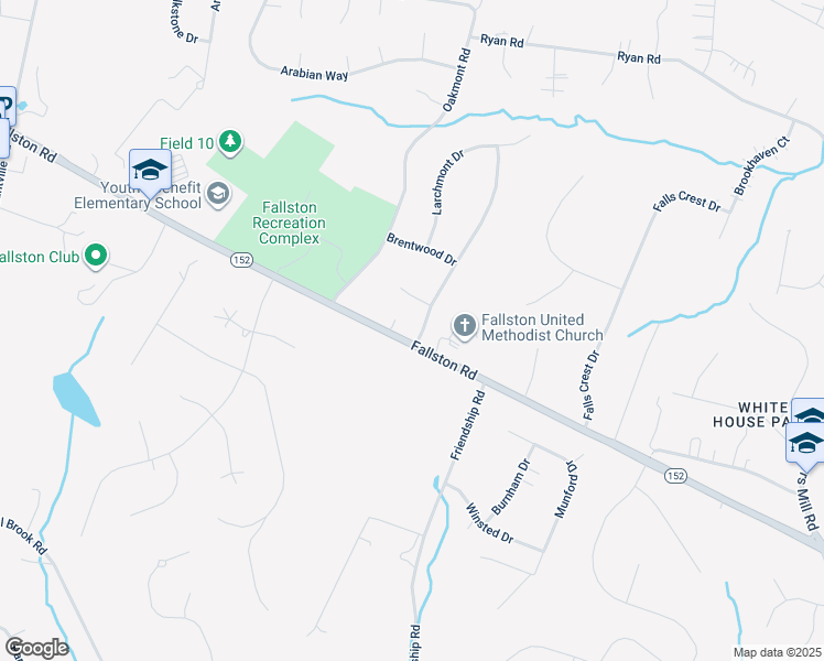 map of restaurants, bars, coffee shops, grocery stores, and more near 1601 Fallston Road in Fallston