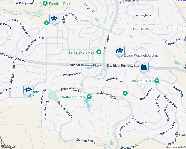 map of restaurants, bars, coffee shops, grocery stores, and more near 134 Sandalwood Way in Littleton
