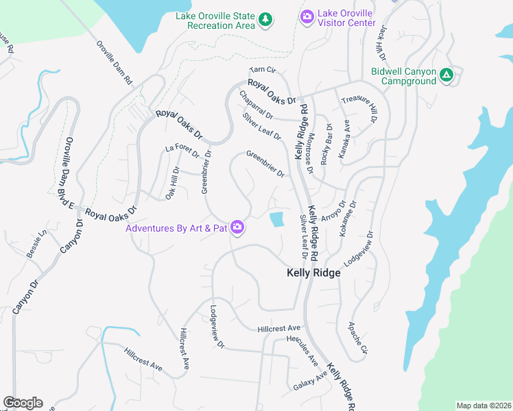 map of restaurants, bars, coffee shops, grocery stores, and more near 55 Greenbrier Drive in Oroville