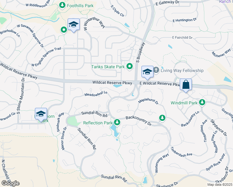 map of restaurants, bars, coffee shops, grocery stores, and more near 134 Sandalwood Way in Littleton