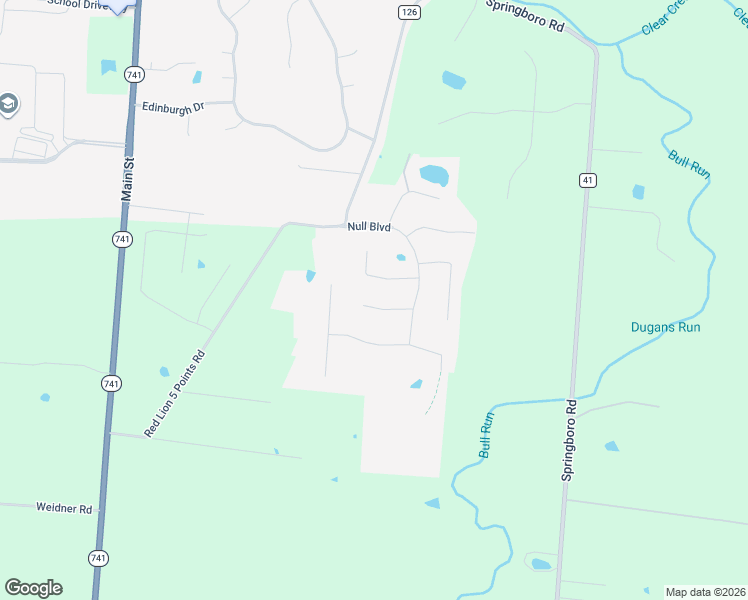 map of restaurants, bars, coffee shops, grocery stores, and more near 50 Martin Lane in Springboro