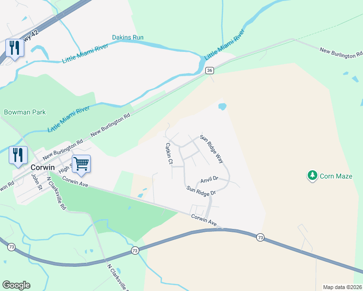 map of restaurants, bars, coffee shops, grocery stores, and more near 6798 Sun Ridge Way in Waynesville