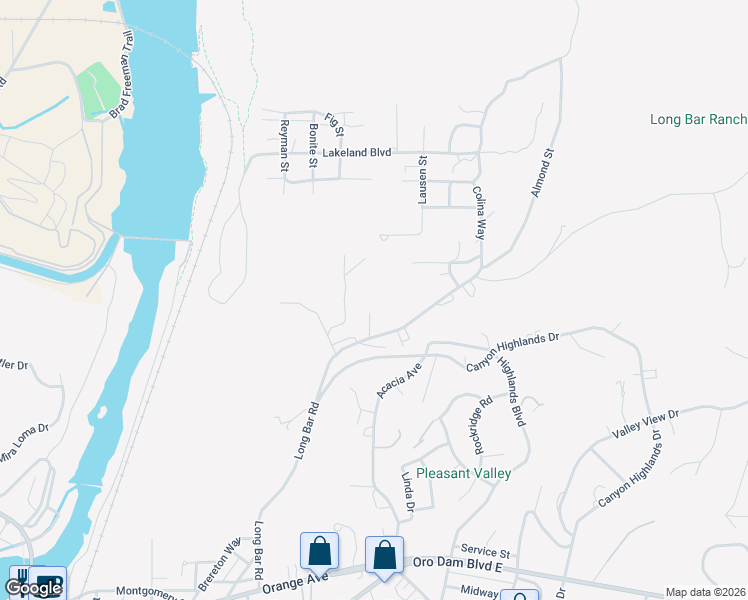 map of restaurants, bars, coffee shops, grocery stores, and more near 915 Long Bar Road in Oroville