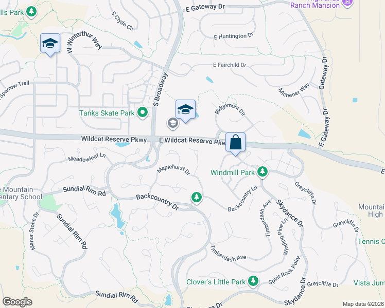 map of restaurants, bars, coffee shops, grocery stores, and more near 10438 Willowwisp Way in Littleton