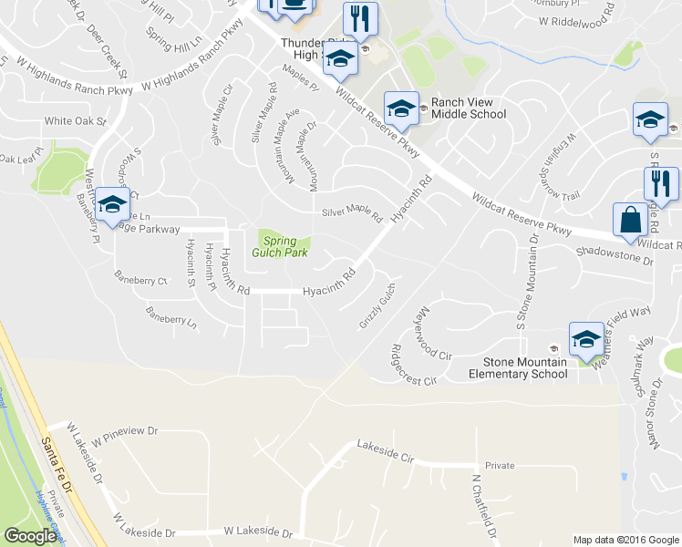 map of restaurants, bars, coffee shops, grocery stores, and more near 1991 Hyacinth Road in Littleton