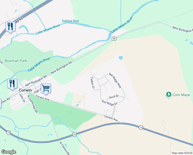 map of restaurants, bars, coffee shops, grocery stores, and more near 6798 Sun Ridge Way in Waynesville