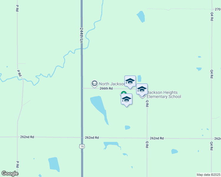 map of restaurants, bars, coffee shops, grocery stores, and more near 266th Road in Jackson County