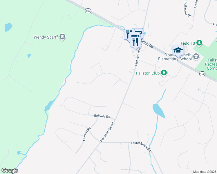 map of restaurants, bars, coffee shops, grocery stores, and more near 2508 Roy Terrace in Fallston