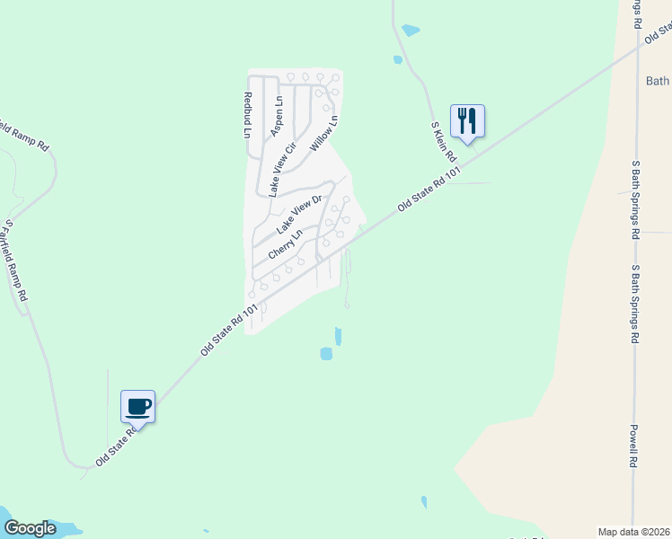 map of restaurants, bars, coffee shops, grocery stores, and more near 2307 Old State Road 101 in Liberty