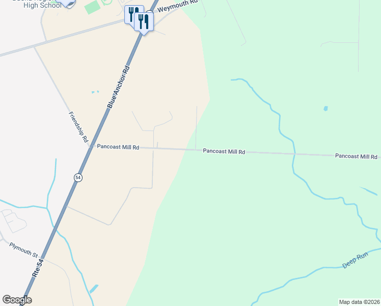 map of restaurants, bars, coffee shops, grocery stores, and more near 157 Pancoast Mill Road in Buena