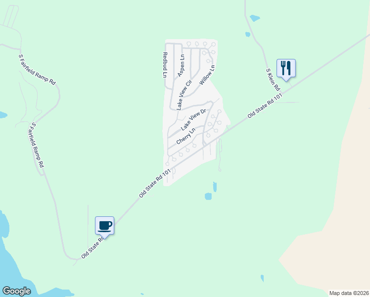 map of restaurants, bars, coffee shops, grocery stores, and more near 2288 Old State Road 101 in Liberty