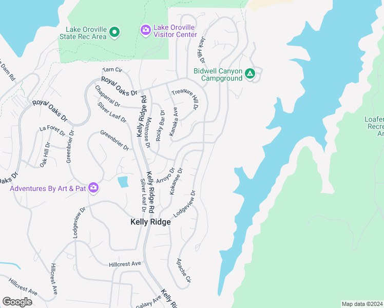 map of restaurants, bars, coffee shops, grocery stores, and more near 170 Kokanee Drive in Oroville