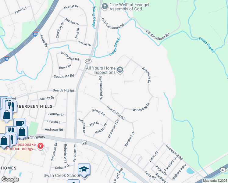 map of restaurants, bars, coffee shops, grocery stores, and more near 1 Morning Dove Court in Aberdeen
