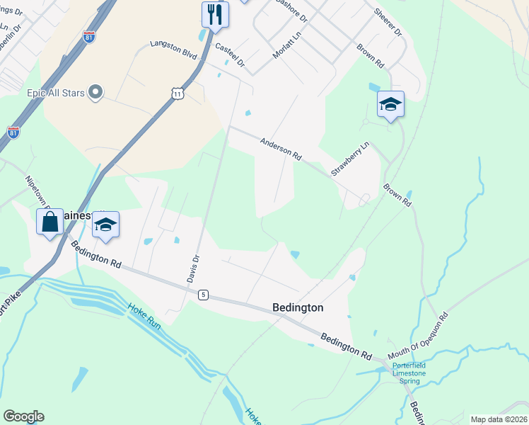 map of restaurants, bars, coffee shops, grocery stores, and more near 217 Northstar Lane in Martinsburg