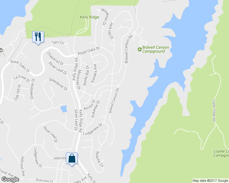 map of restaurants, bars, coffee shops, grocery stores, and more near 604 Lodgeview Drive in Oroville