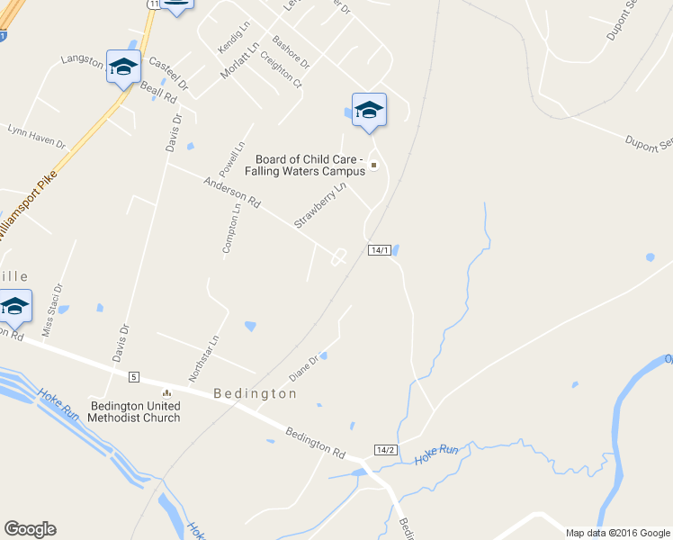 map of restaurants, bars, coffee shops, grocery stores, and more near 506 Anderson Road in Martinsburg