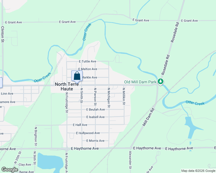 map of restaurants, bars, coffee shops, grocery stores, and more near 4100-4110 East Park Avenue in North Terre Haute
