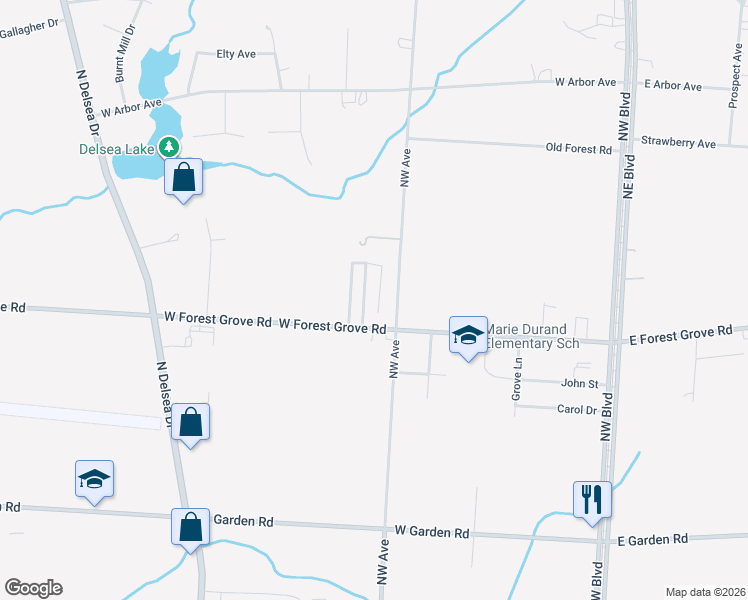 map of restaurants, bars, coffee shops, grocery stores, and more near 576 Forest Grove Road in Vineland