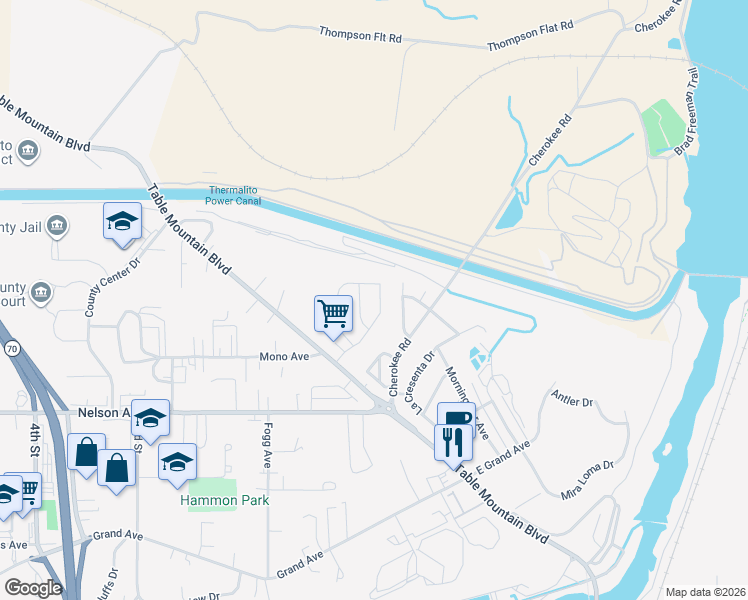 map of restaurants, bars, coffee shops, grocery stores, and more near 221 Windward Way in Oroville